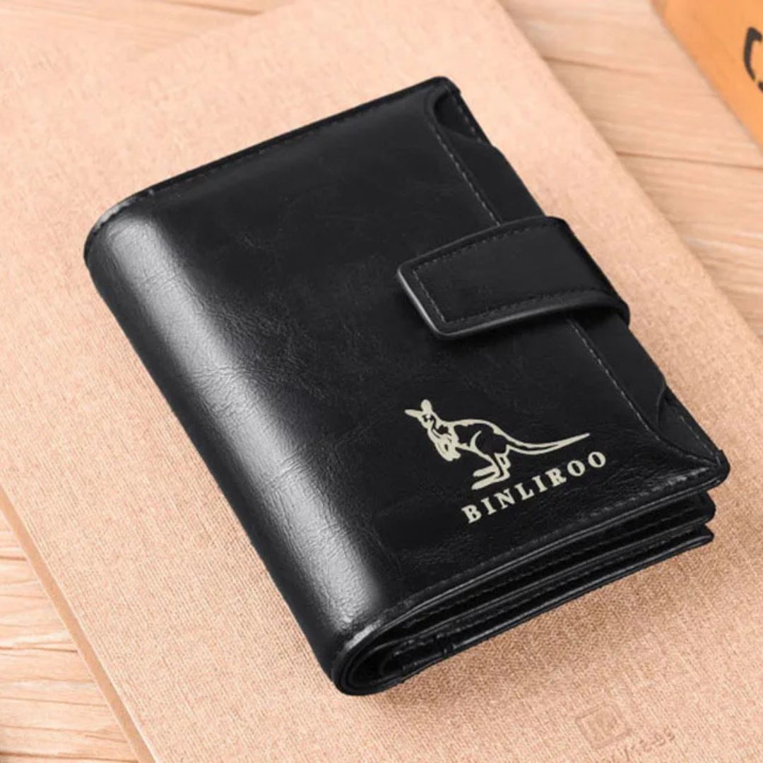 Portefeuille en Cuir à Bouton pour Homme
