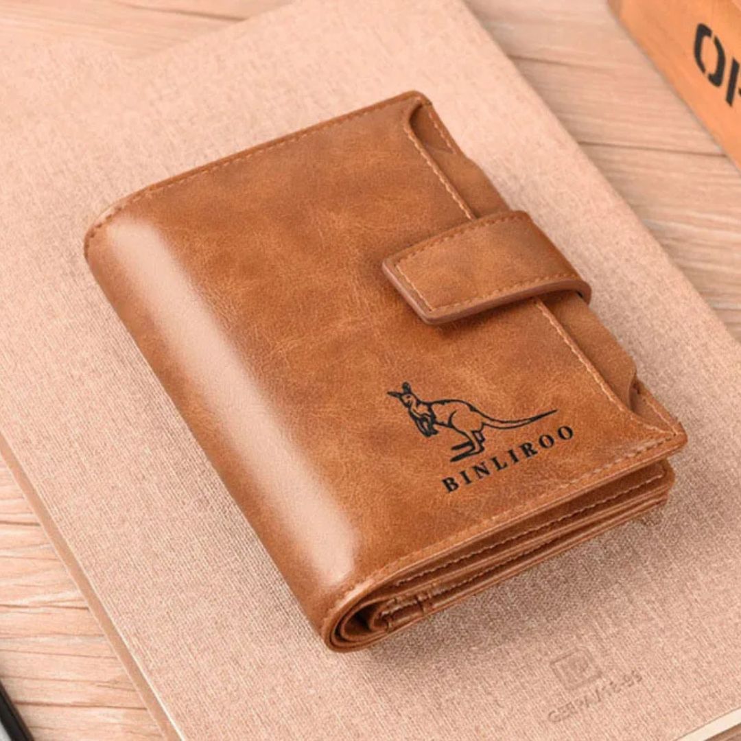 Portefeuille en Cuir à Bouton pour Homme