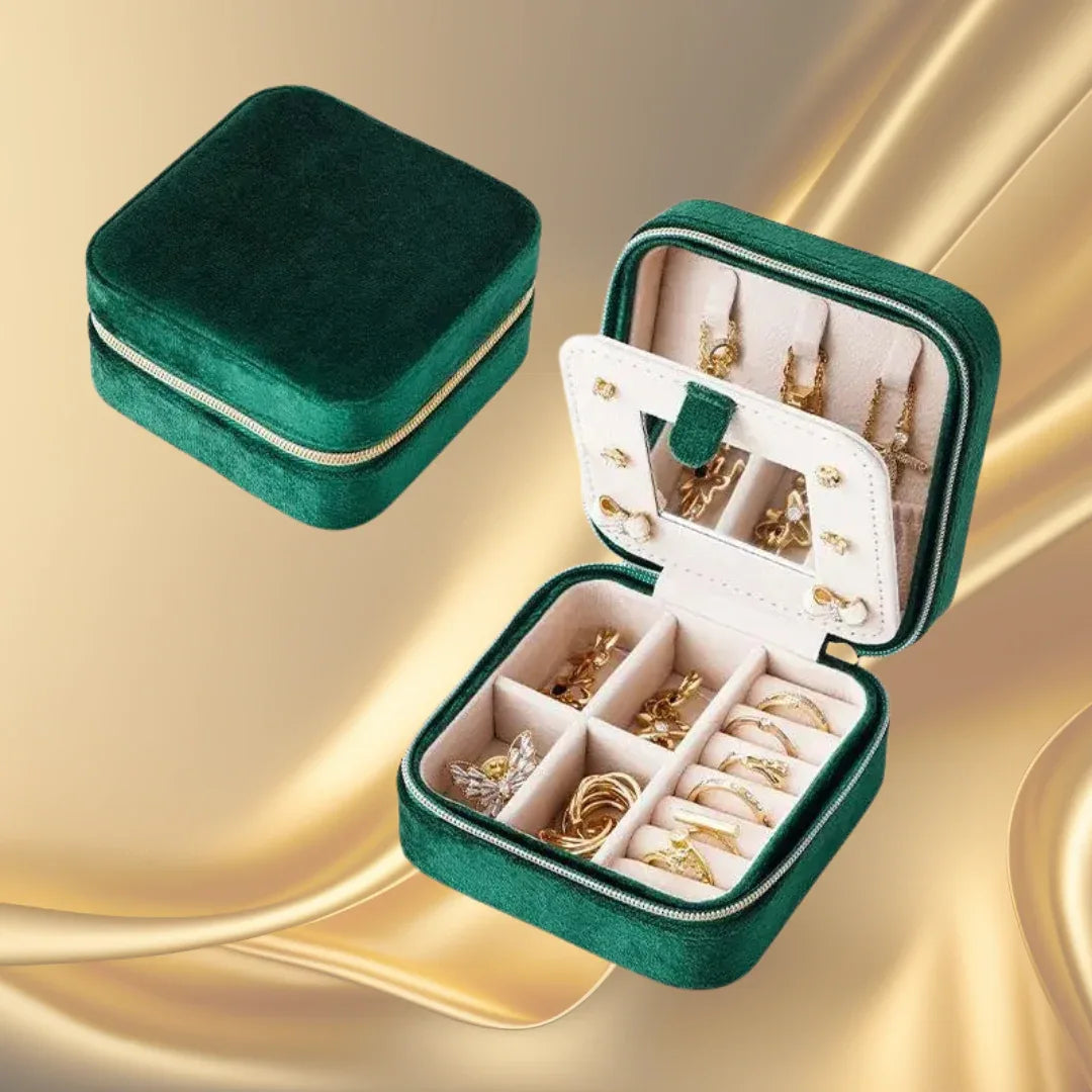 Boite à Bijoux en Velours avec Miroir | La Noblesse™ - Rayon de Sérénité