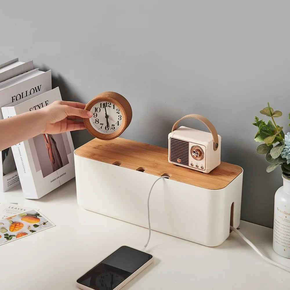 cache-cable-boite-de-rangement-avec-couvercle-a-3-trous