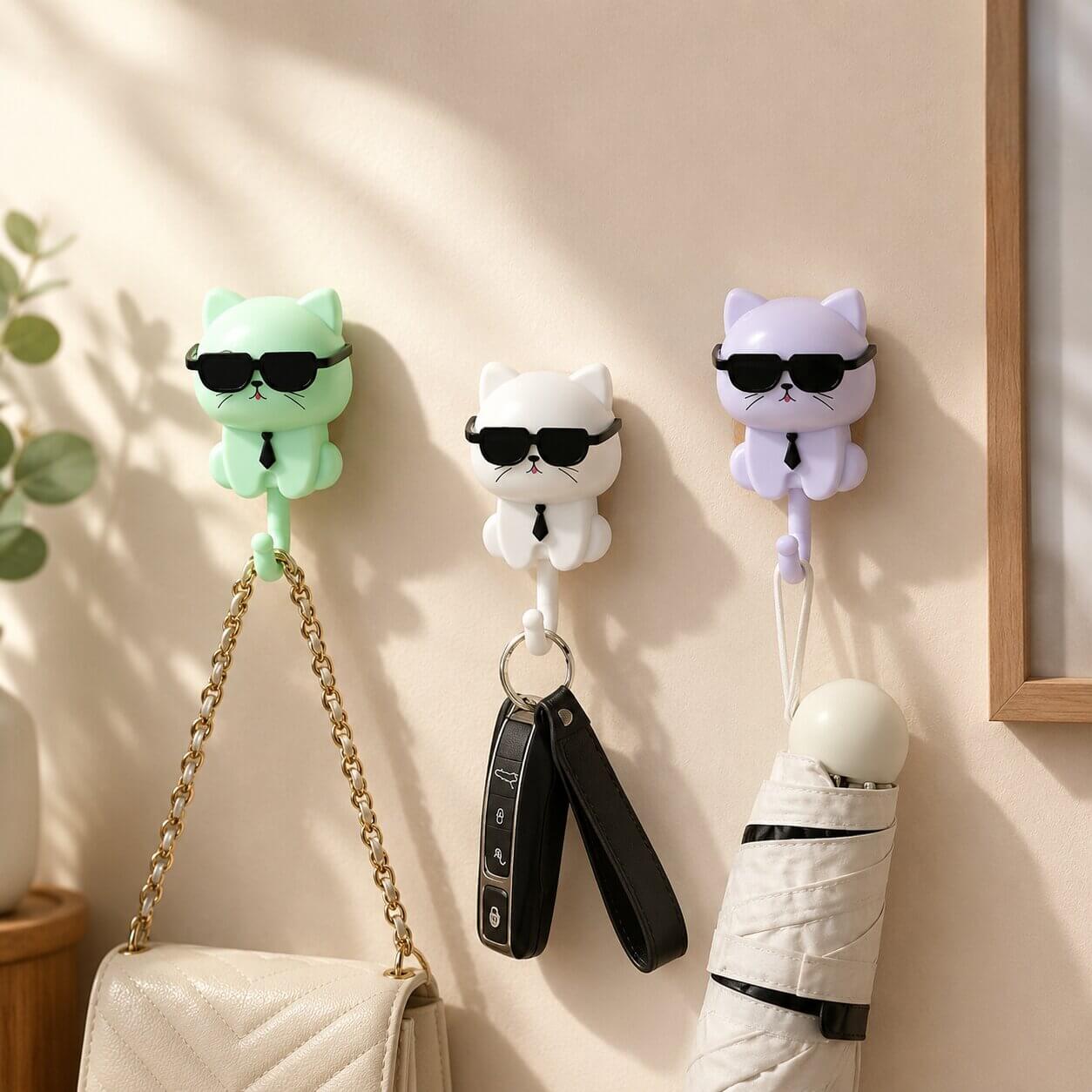 crochets muraux rétractable chat soigné