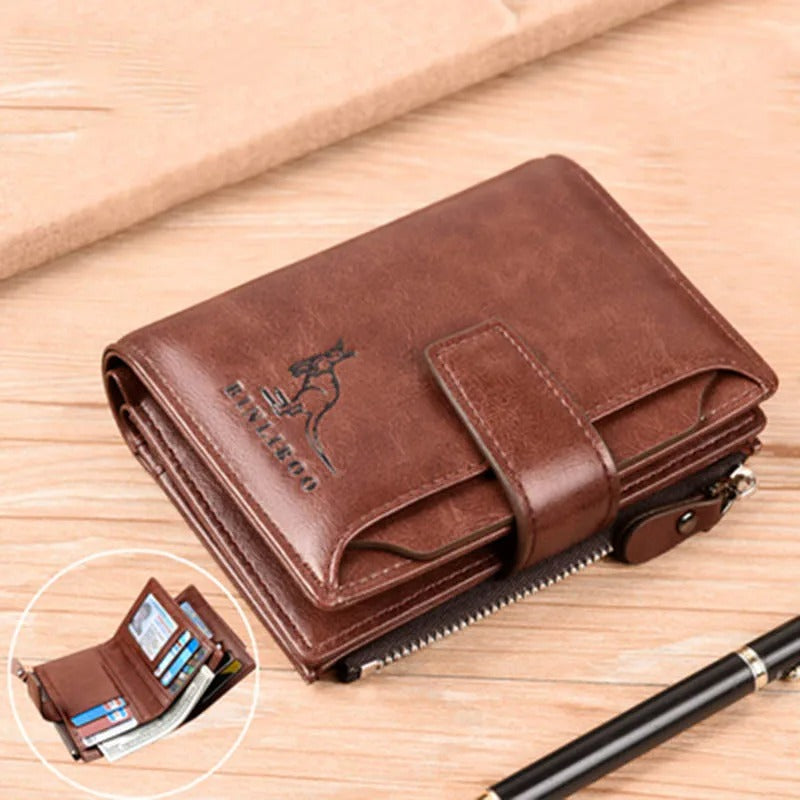 Portefeuille en Cuir à Bouton pour Homme
