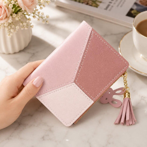 portefeuille femme en cuir PU petit rose