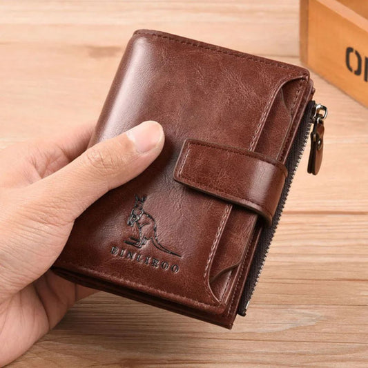Portefeuille en Cuir à Bouton pour Homme