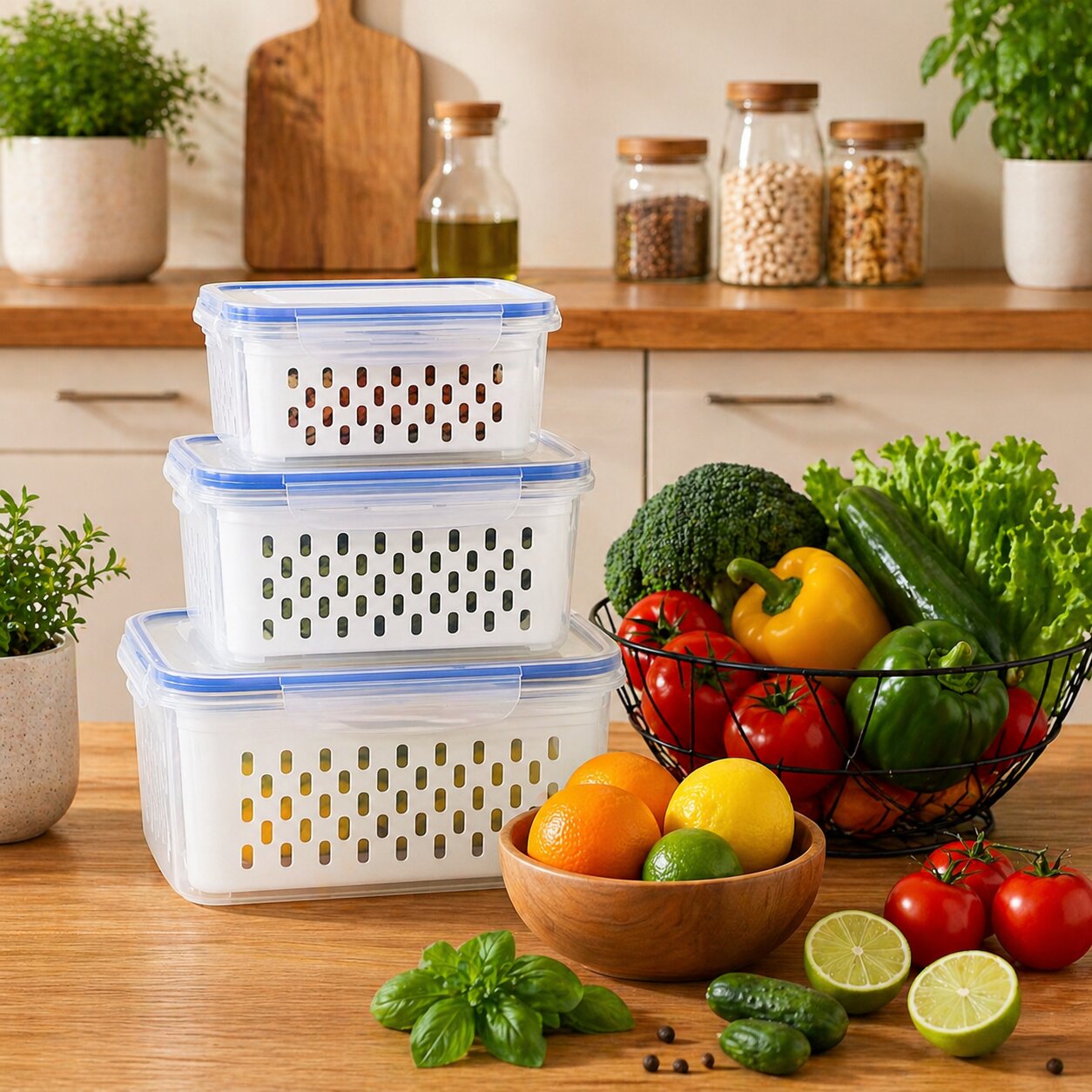 3 boites alimentaires avec passoires indispensable