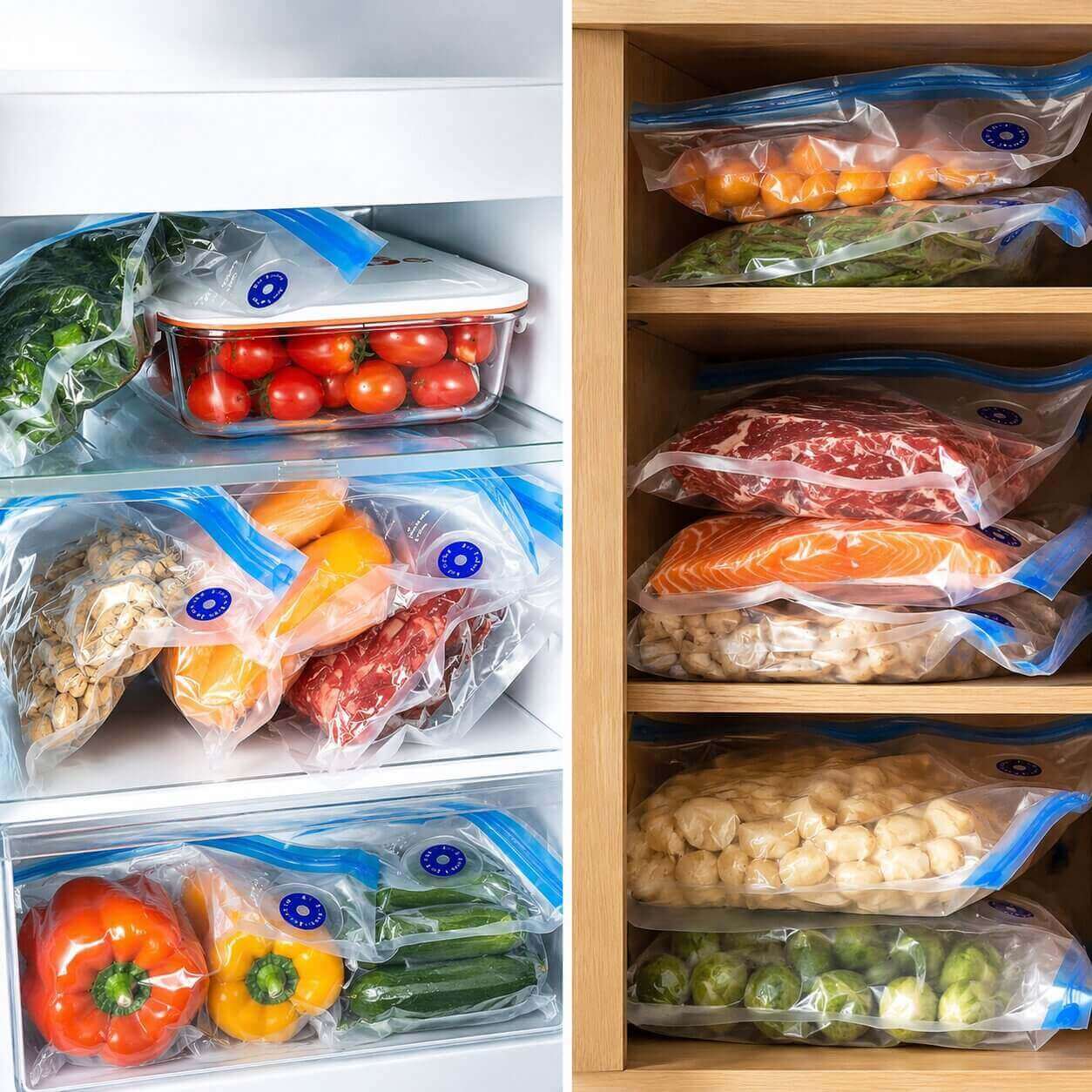 ÉcoVac™ – Kit de conservation alimentaire, 1 machine sous vide, 10 à 30 sacs de congélation