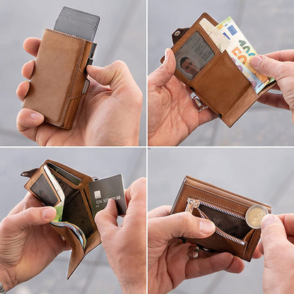 Portefeuille, porte carte en cuir véritable - PopCard™