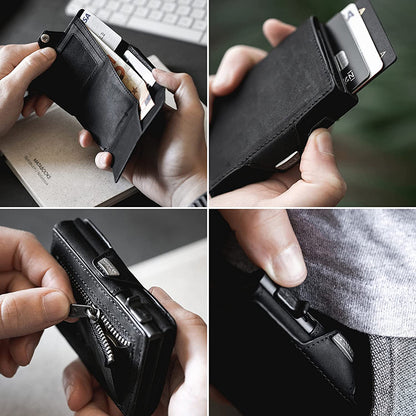 Portefeuille, porte carte en cuir véritable - PopCard™