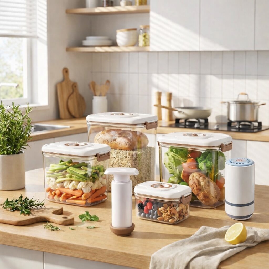 Grand conteneur hermétique sous vide pour conservation des aliments
