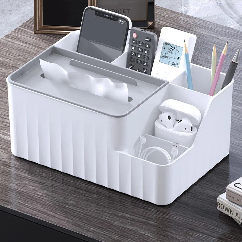 Organisateur de bureau multifonction avec boite à mouchoir – Essentia™