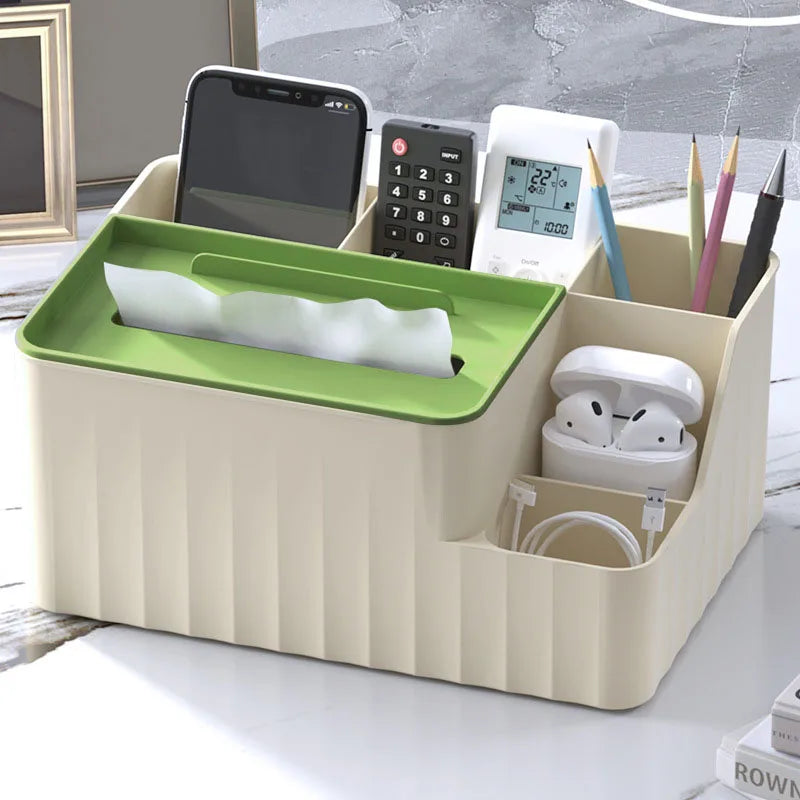 Organisateur de bureau multifonction avec boite à mouchoir – Essentia™