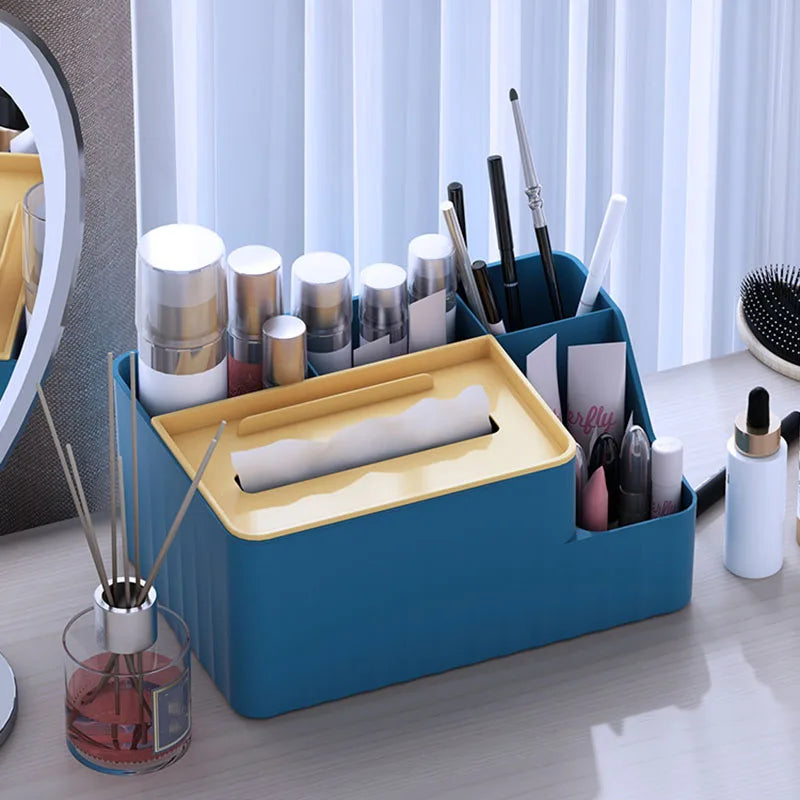 Organisateur de bureau multifonction avec boite à mouchoir – Essentia™