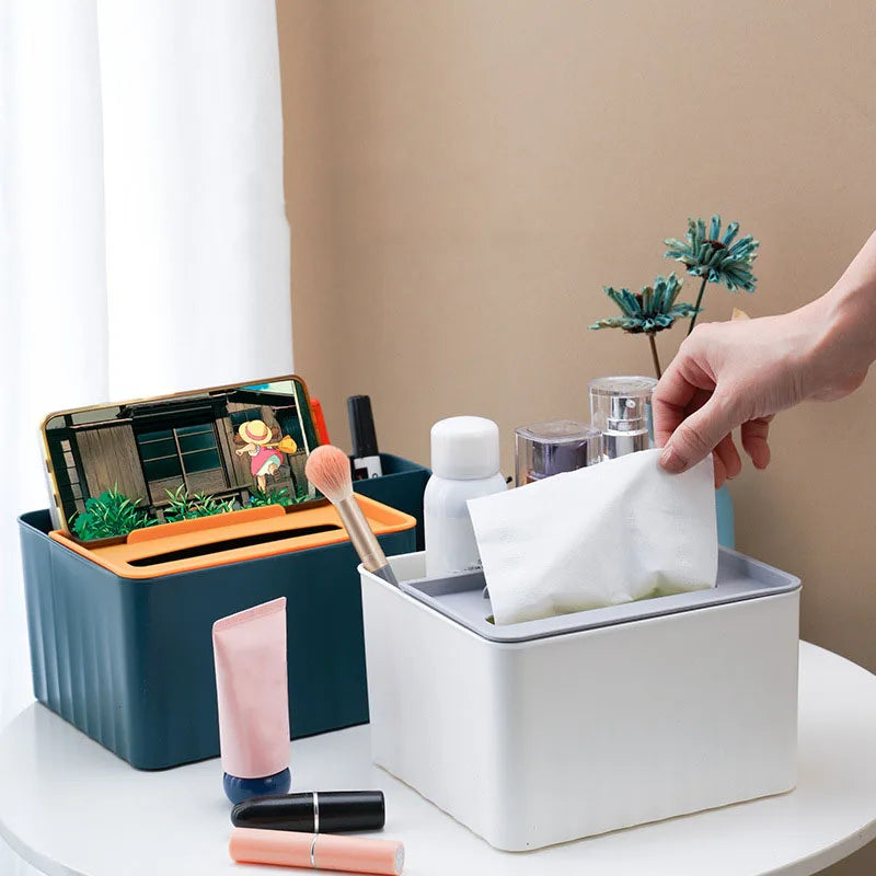 Organisateur de bureau multifonction avec boite à mouchoir – Essentia™