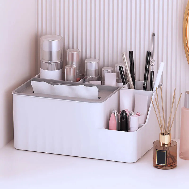 Organisateur de bureau multifonction avec boite à mouchoir – Essentia™
