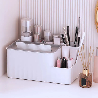 Organisateur de bureau multifonction avec boite à mouchoir – Essentia™