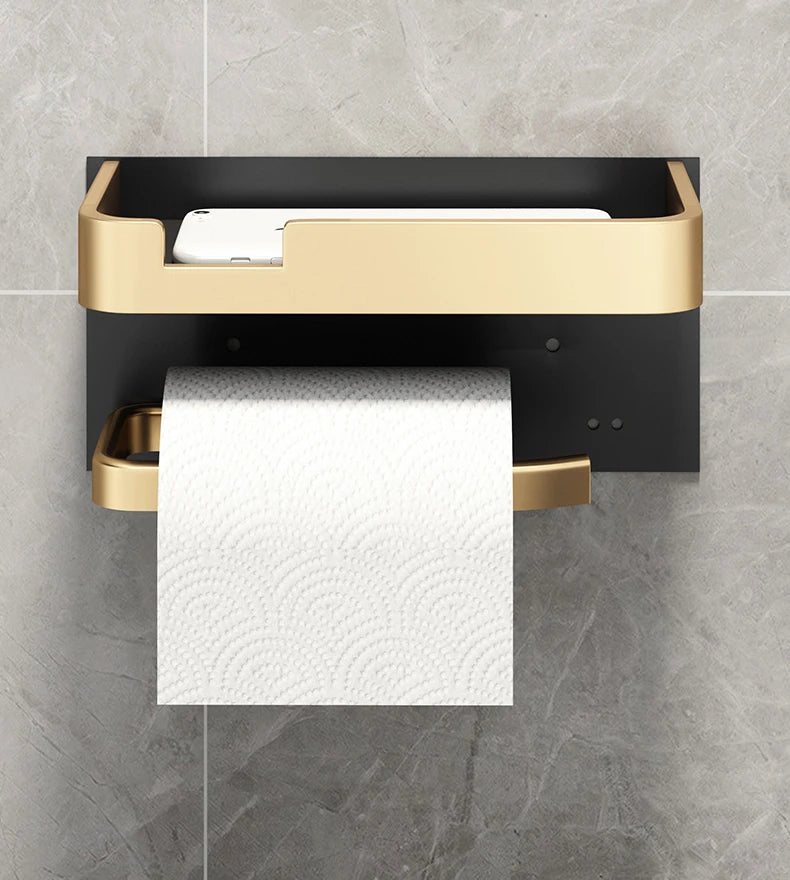 Porte Papier Toilette en Alu avec Étagère