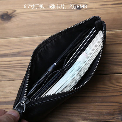 Portefeuille pochette long en cuir véritable - Varen™