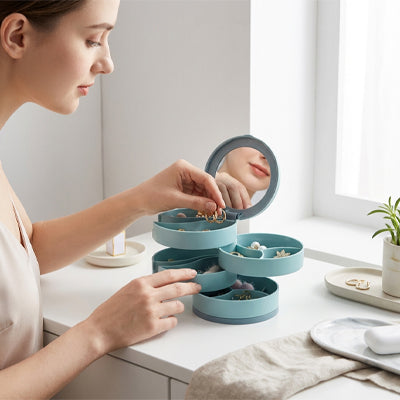 Rangement Bijoux Pivotant Rose et Bleu| ExquisBox™