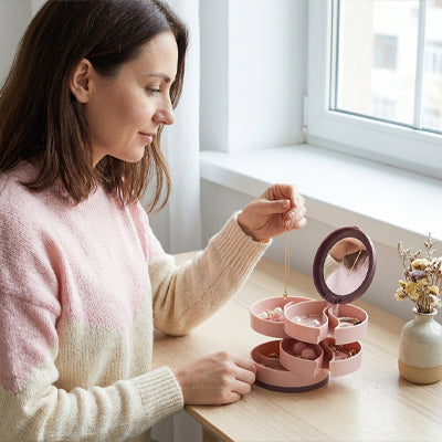 Rangement Bijoux Pivotant Rose et Bleu| ExquisBox™