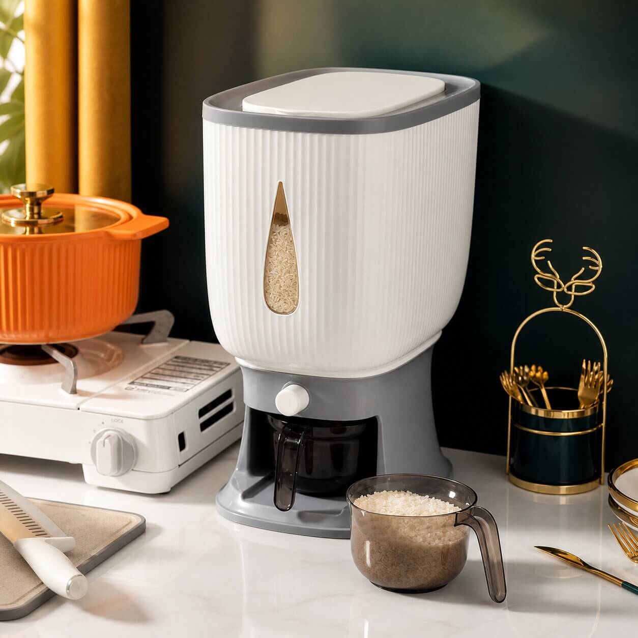 boite alimentaire distributeur de riz compacte pratique