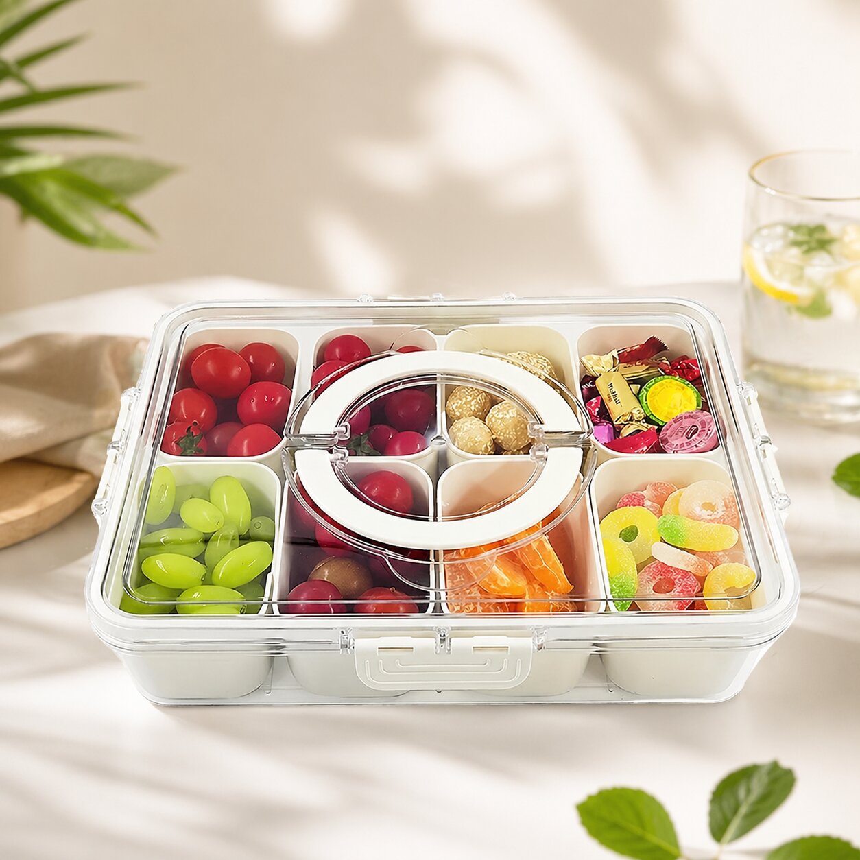 boite alimentaire portable pour collations a 8 compartiments
