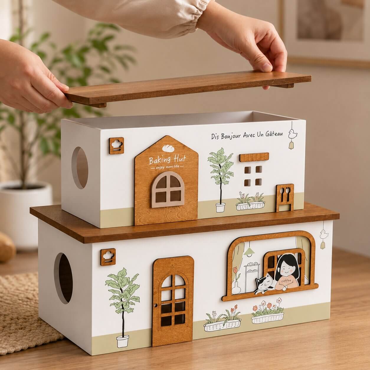boite cache cable multiprise en bois de pin accessible