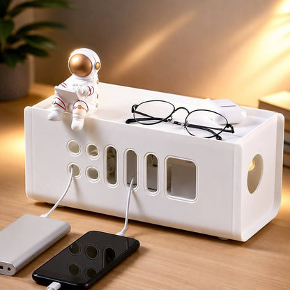 boite de rangement cache cable secureo style blanc