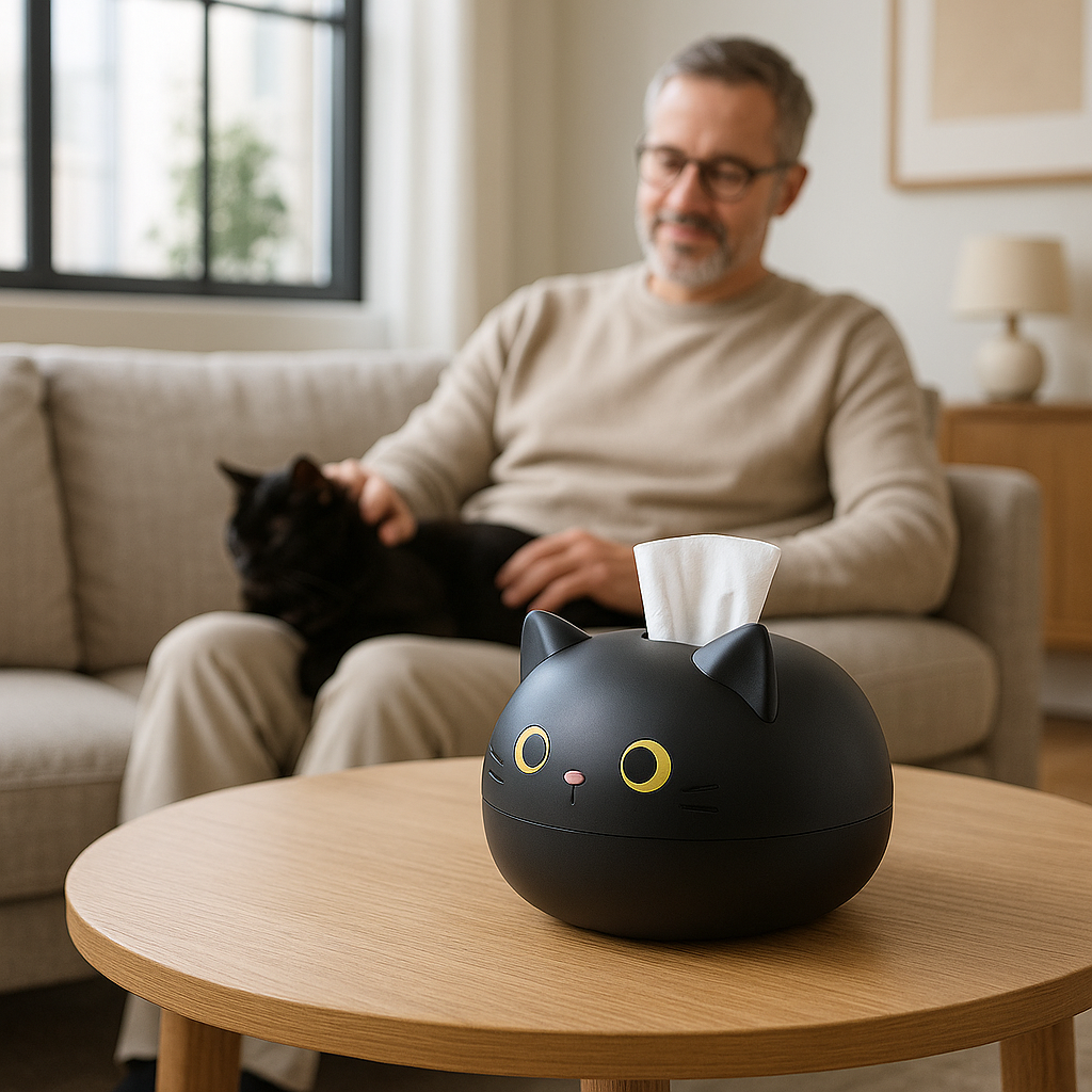Rangement Bureau KittyZen™ - Le Compagnon Félin de votre Bureau