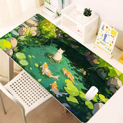 c1 tapis de souris motif chat poissons