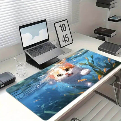 c2 tapis de souris motif chat poissons