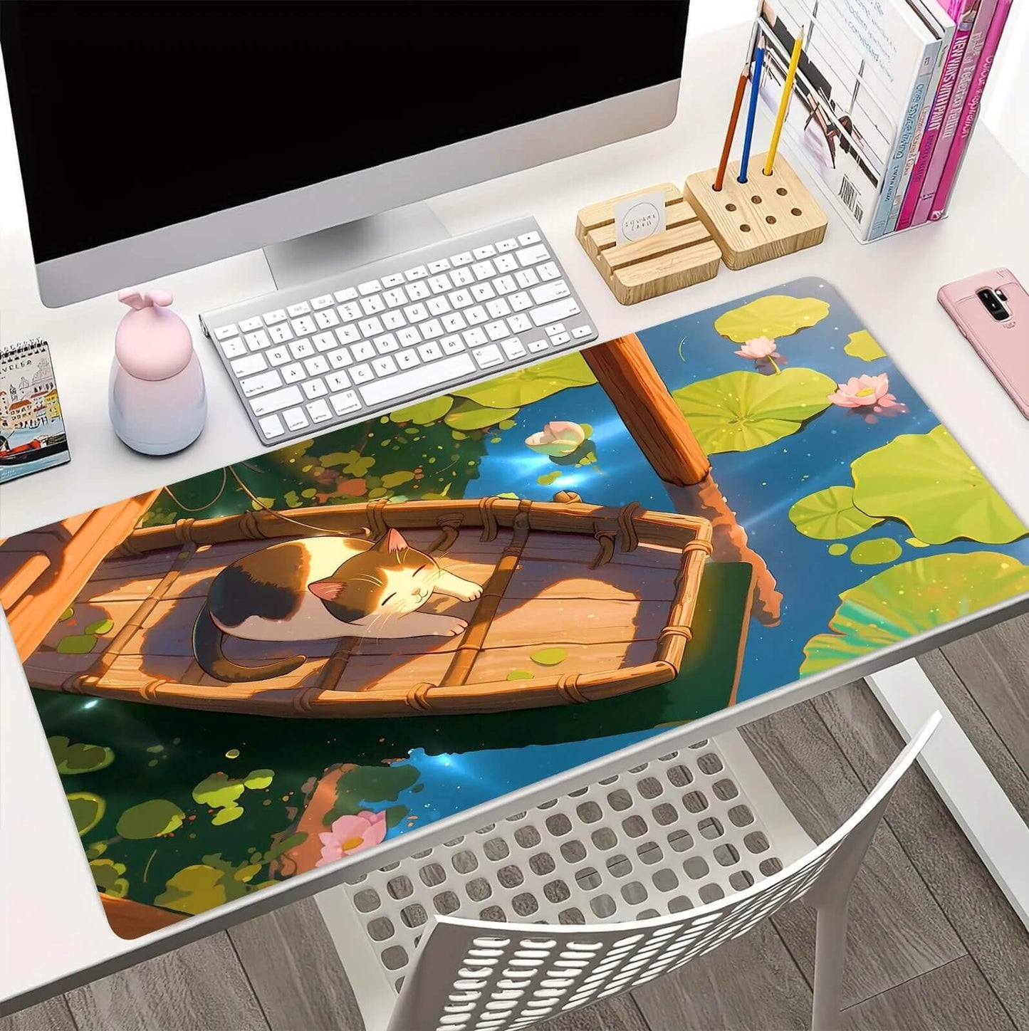 c5 tapis de souris motif chat poissons