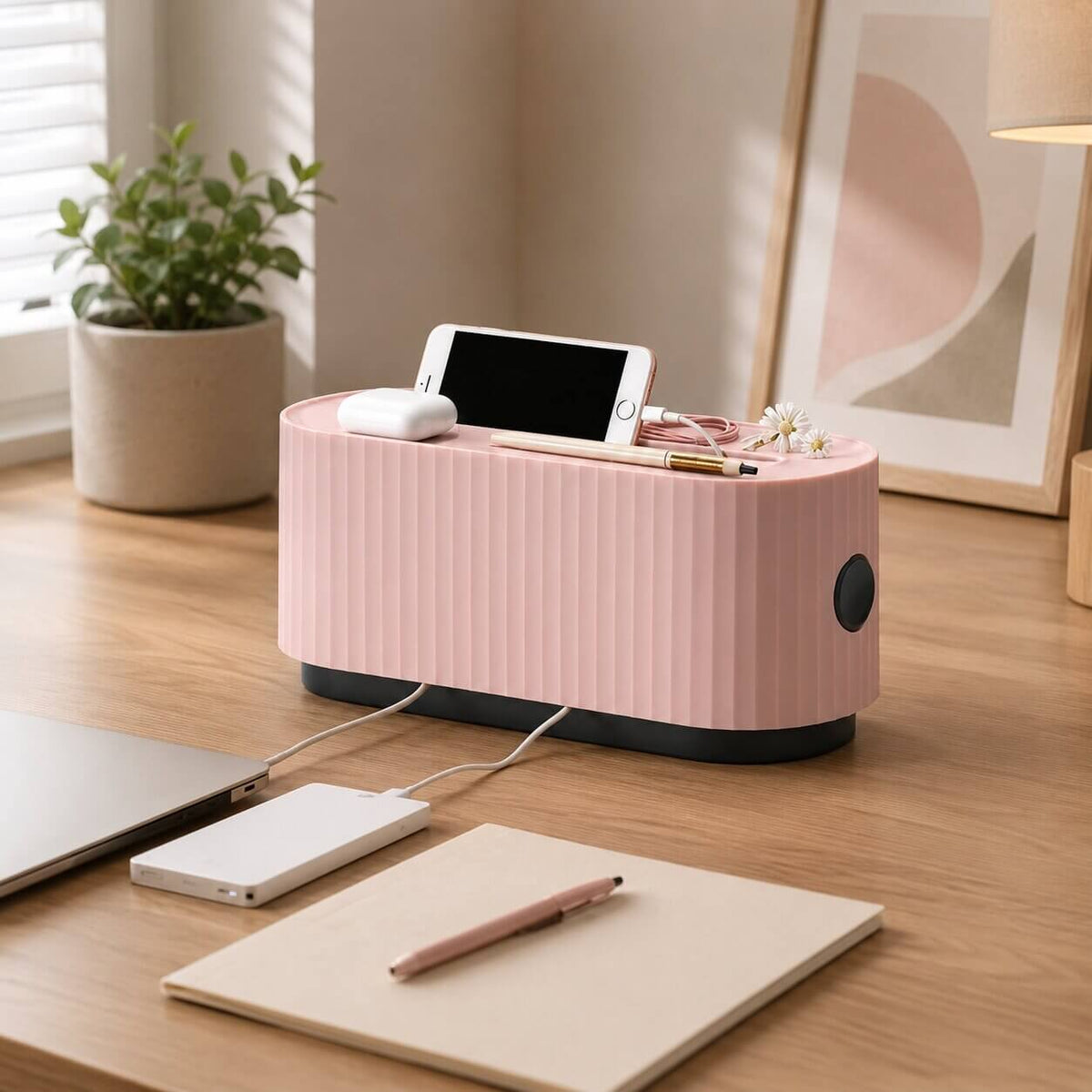 boite cache cable mirabel  rose calme et doux