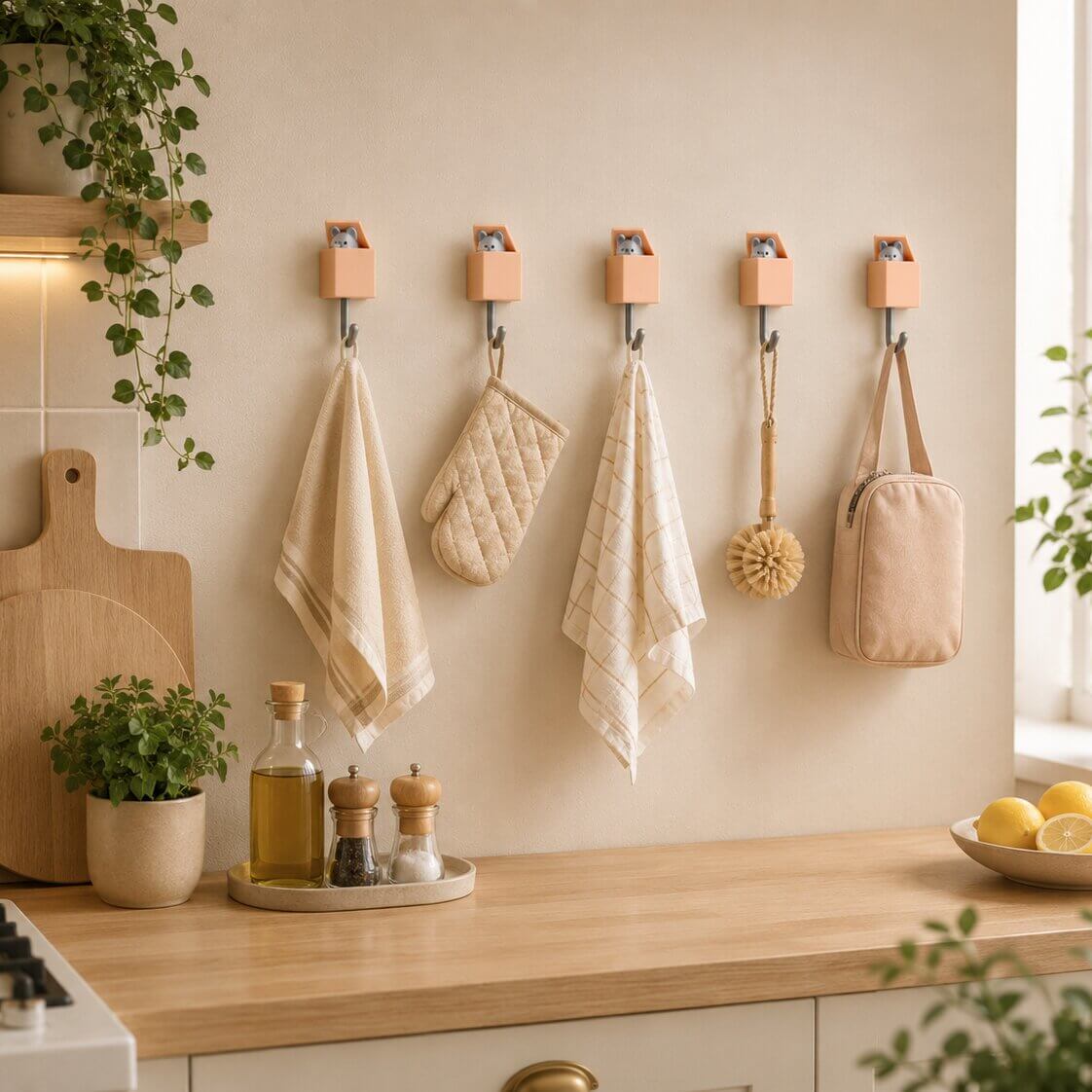 crochet mural adhesif retractable parfait pour une cuisine moderne