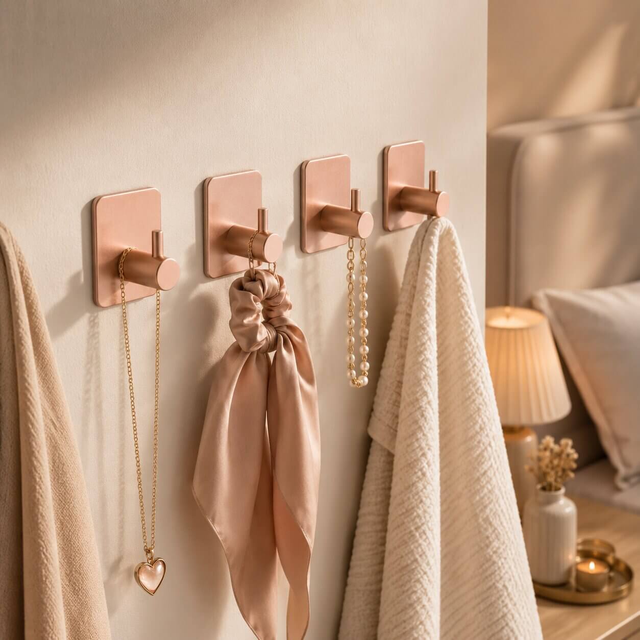 crochet mural adhesif fixeo rose gold doux
