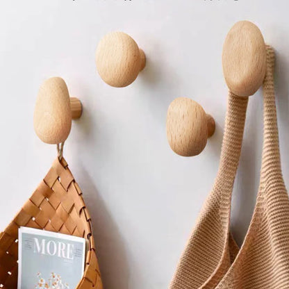 Crochet mural en bois naturel forme galet - GaletWood™