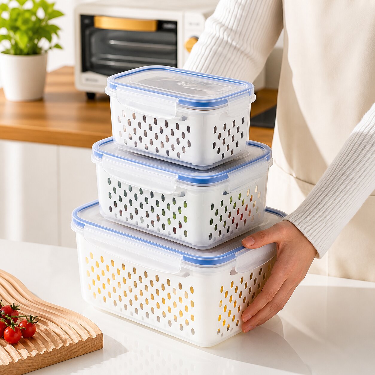 ensembles de 3 boites alimentaire adaptees aux fruits legumes et collations