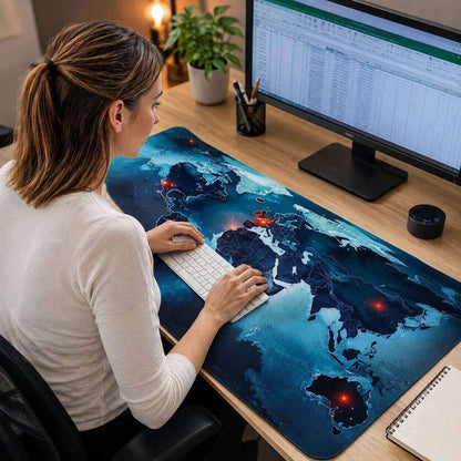 grand tapis de souris évasion carte du monde charmant