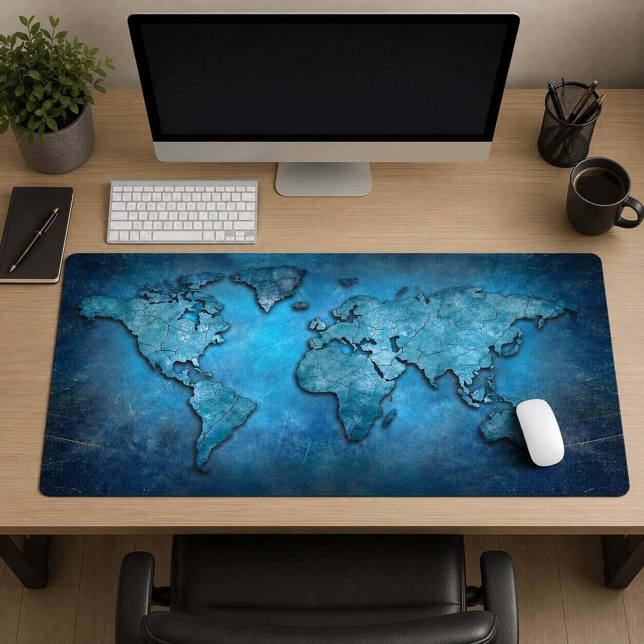 grand tapis de souris évasion carte du monde splendide