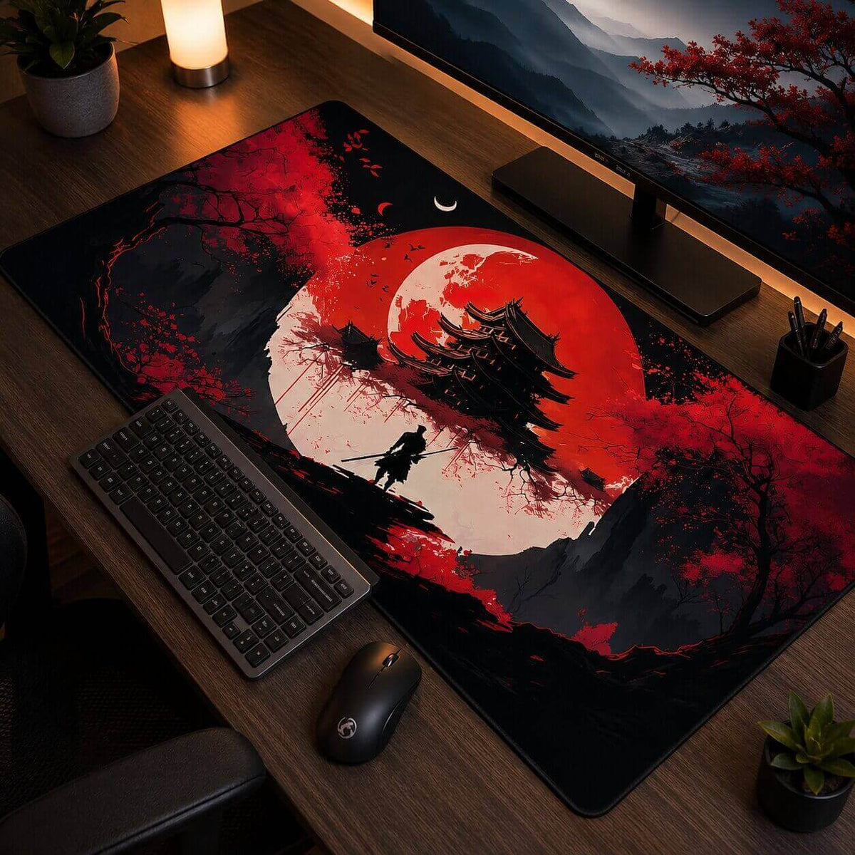 grand tapis de souris samourai japonais ferme