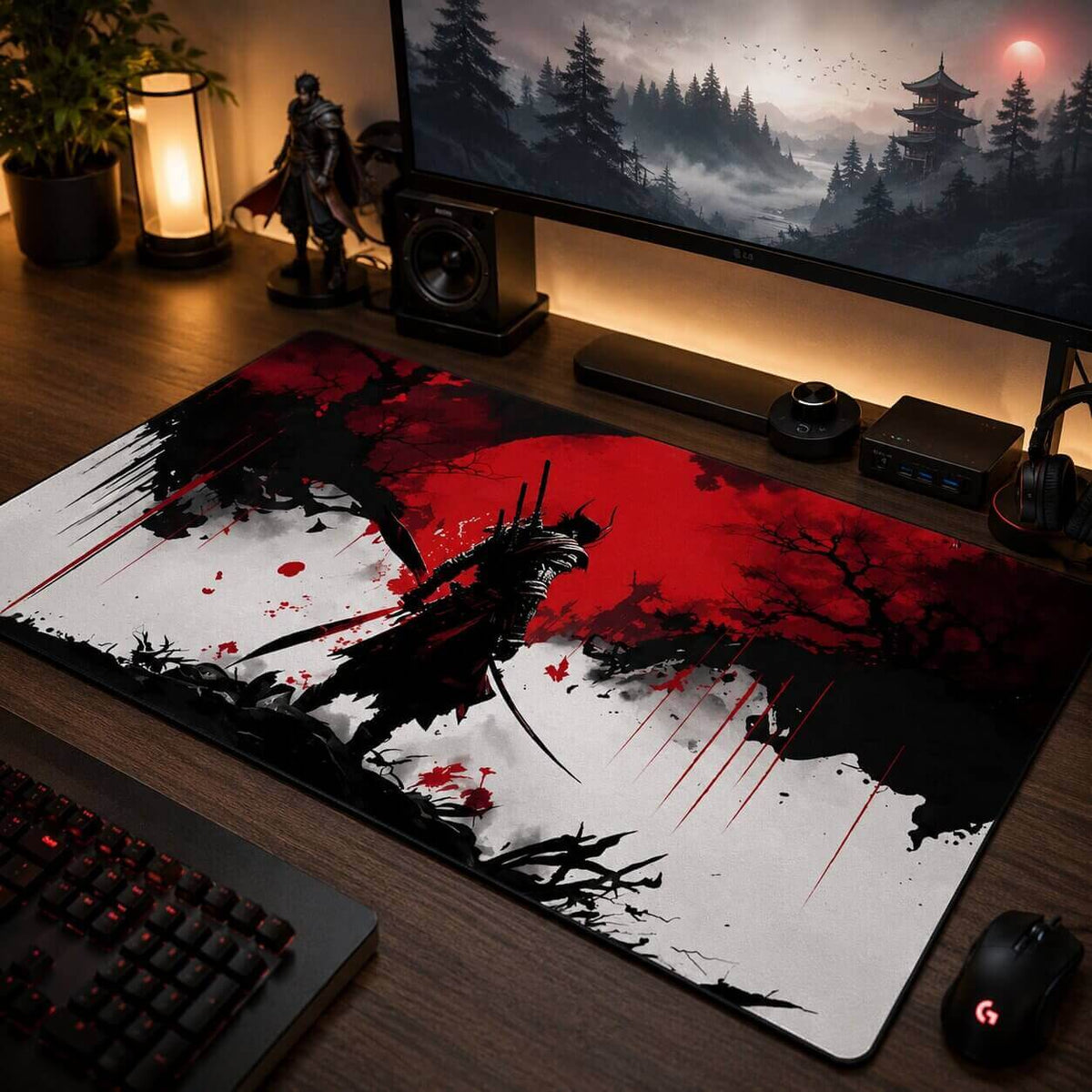grand tapis de souris samourai japonais maniable