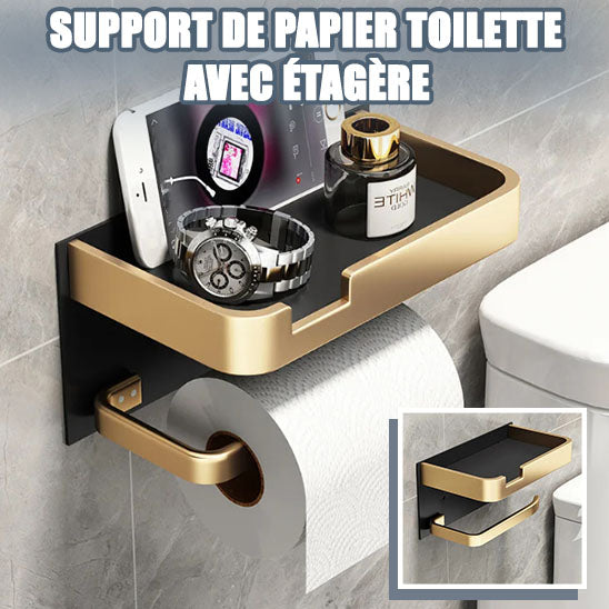 Porte Papier Toilette en Alu avec Étagère