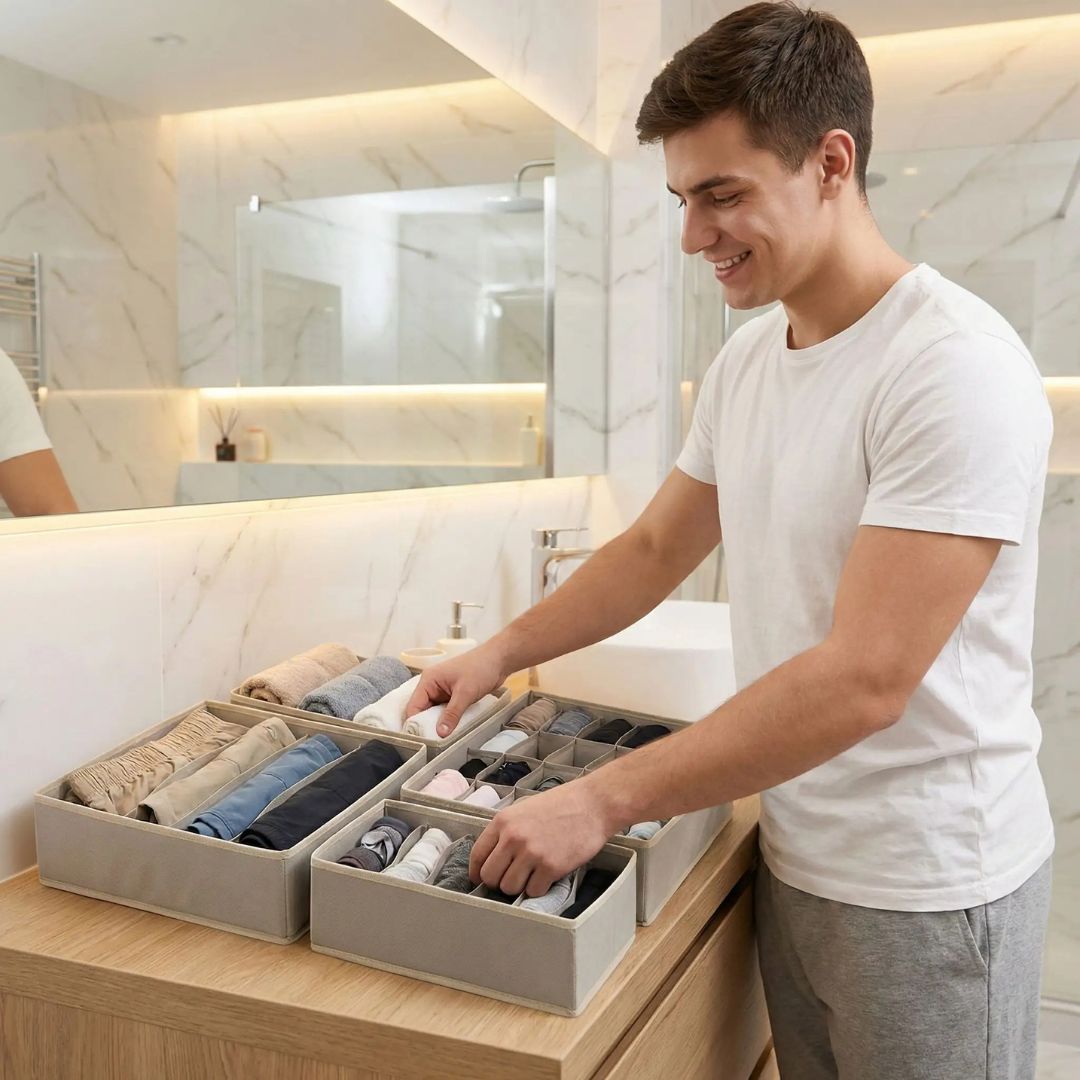 Lot de 4 organisateurs gris – Sobriété moderne