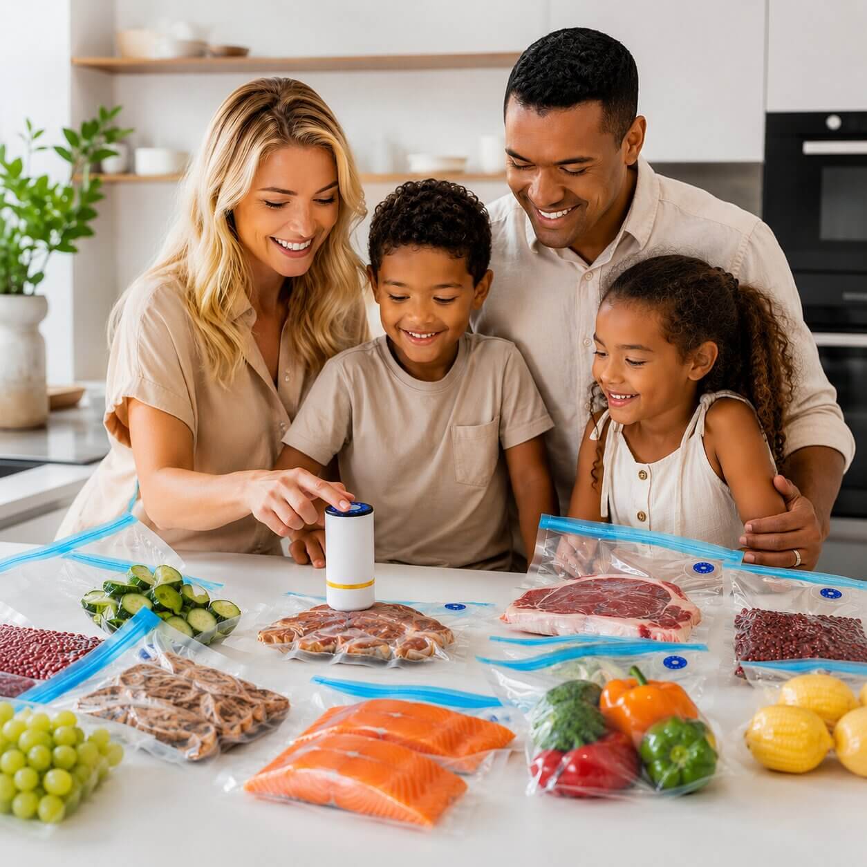 ÉcoVac™ – Kit de conservation alimentaire, 1 machine sous vide, 10 à 30 sacs de congélation