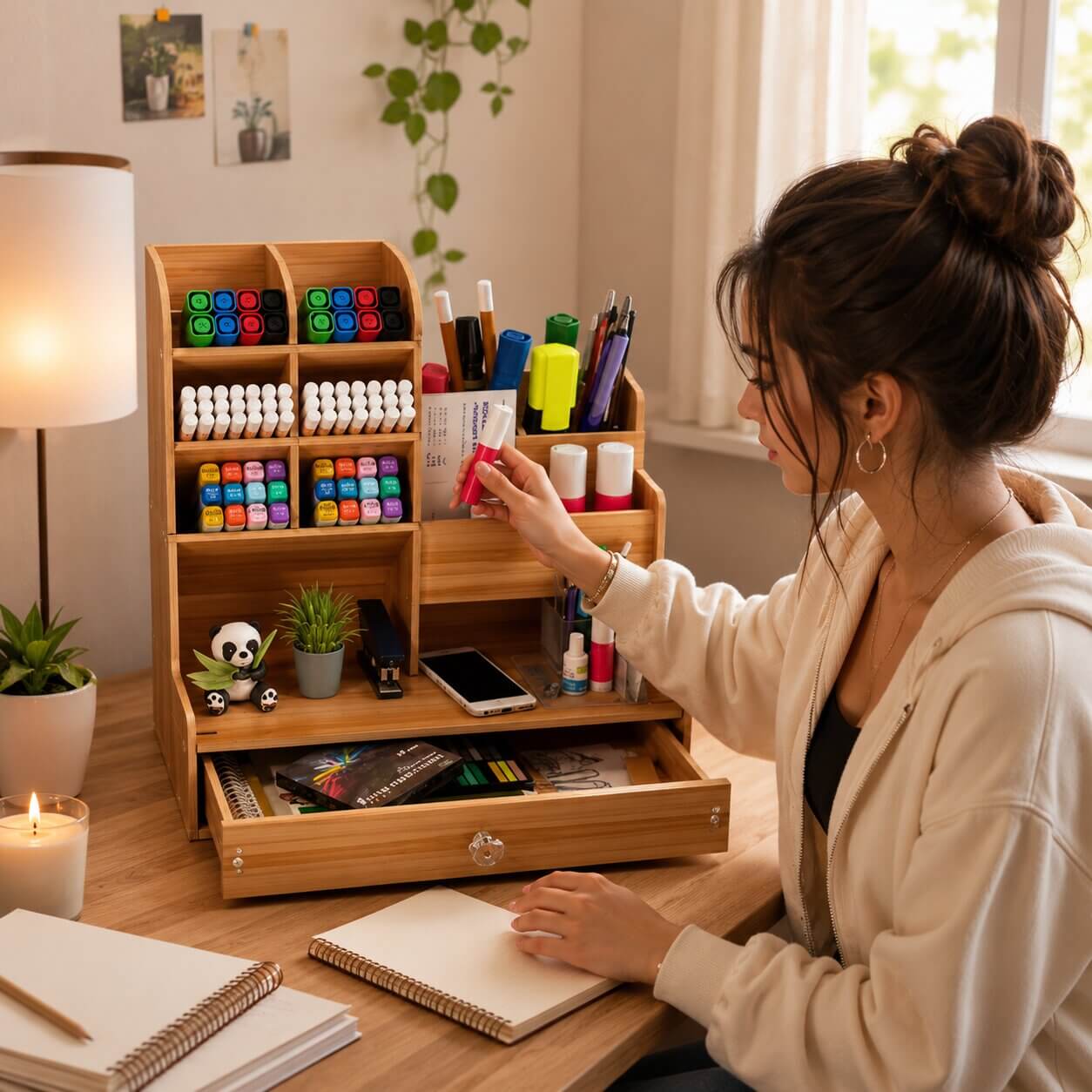Organiseur de bureau en bois à monter soi-même