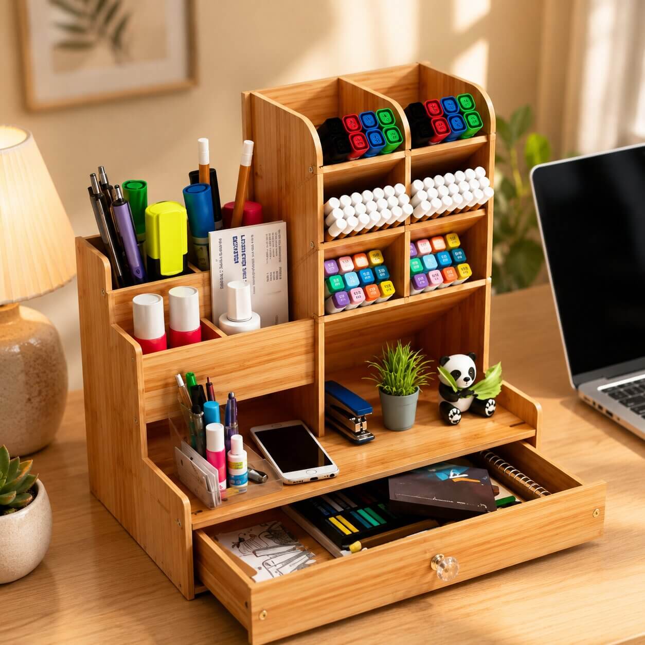 Organiseur de bureau en bois à monter soi-même