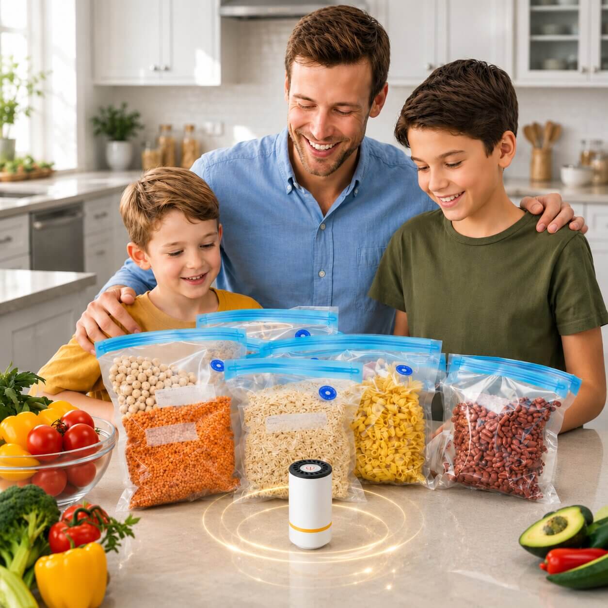 ÉcoVac™ – Kit de conservation alimentaire, 1 machine sous vide, 10 à 30 sacs de congélation