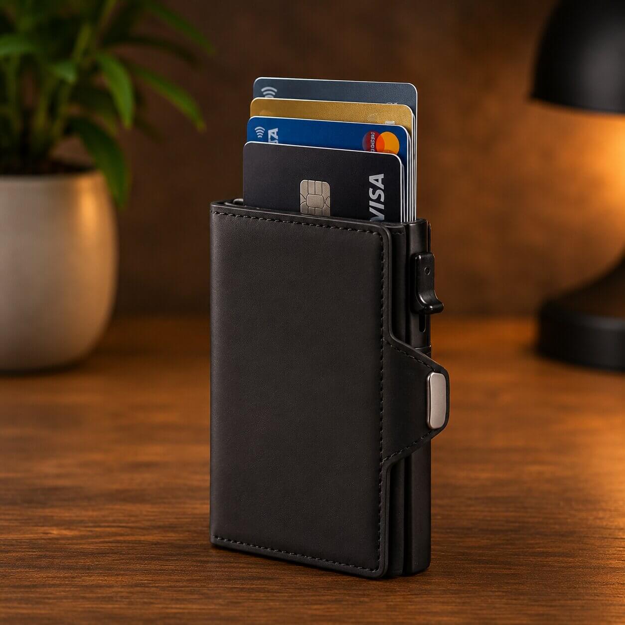 portefeuille et porte carte homme en cuir veritable noir souple