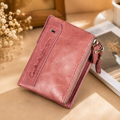 portefeuille femme format court en cuir véritable contacts aura tendance
