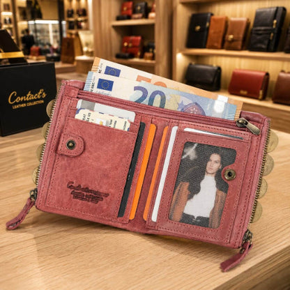 portefeuille femme format court en cuir véritable contacts aura intemporel
