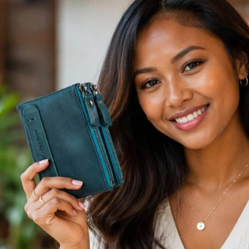 portefeuille femme format court en cuir véritable contacts aura urbain actif